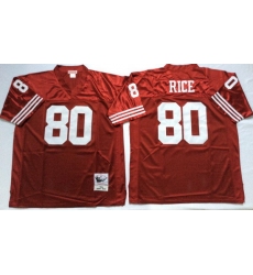 Men San Francisco 49ers 80 Jerry Rice Red M&N Throwback Jersey