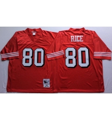 Men San Francisco 49ers 80 Jerry Rice Red Vintage M&N Jersey