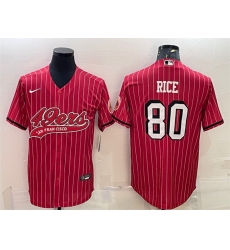 Men San Francisco 49ers 80 Jerry Rice Red With Patch Cool Base Stitched Baseball Jersey
