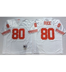 Men San Francisco 49ers 80 Jerry Rice White M&N Throwback Jersey