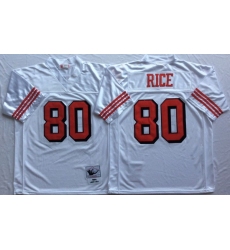 Men San Francisco 49ers 80 Jerry Rice White Vintage M&N Jersey