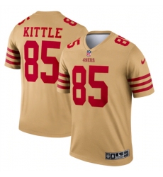Men San Francisco 49ers 85 George Kittle 2022 New Gold Inverted Legend Stitched Football Jersey