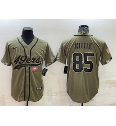 Men San Francisco 49ers 85 George Kittle 2022 Olive Salute To Service Cool Base Stitched Baseball Jersey