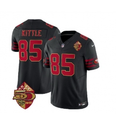 Men San Francisco 49ers 85 George Kittle Black 2023 F U S E  50th Patch Vapor Limited Stitched Football Jersey