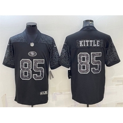 Men San Francisco 49ers 85 George Kittle Black Reflective Limited Stitched Football Jersey