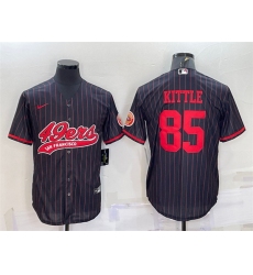 Men San Francisco 49ers 85 George Kittle Black With Patch Cool Base Stitched Baseball Jersey