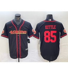 Men San Francisco 49ers 85 George Kittle Black With Patch Cool Base Stitched Baseball Jersey