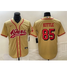 Men San Francisco 49ers 85 George Kittle New Gold Cool Base Stitched Baseball Jersey