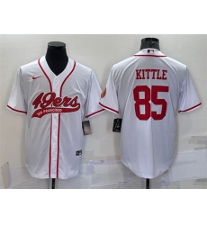 Men San Francisco 49ers 85 George Kittle White With Patch Cool Base Stitched Baseball Jersey