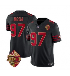 Men San Francisco 49ers 97 Nick Bosa Black 2023 F U S E  50th Patch Vapor Limited Stitched Football Jersey