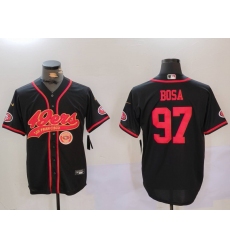 Men San Francisco 49ers 97 Nick Bosa Black With Patch Cool Base Stitched Baseball Jersey