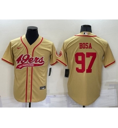 Men San Francisco 49ers 97 Nick Bosa Gold Cool Base Stitched Baseball Jersey