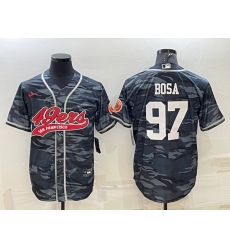 Men San Francisco 49ers 97 Nick Bosa Grey Camo With Patch Cool Base Stitched Baseball Jersey