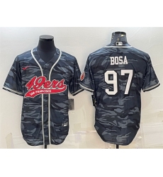 Men San Francisco 49ers 97 Nick Bosa Grey Camo With Patch Cool Base Stitched Baseball Jersey