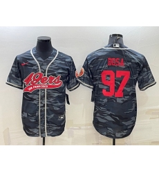 Men San Francisco 49ers 97 Nick Bosa Grey Red Camo With Patch Cool Base Stitched Baseball Jersey