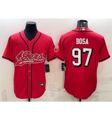 Men San Francisco 49ers 97 Nick Bosa New Red With Patch Cool Base Stitched Baseball Jersey