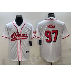Men San Francisco 49ers 97 Nick Bosa New White With Patch Cool Base Stitched Baseball Jersey