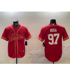 Men San Francisco 49ers 97 Nick Bosa Red Cool Base Stitched Baseball Jersey