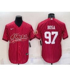 Men San Francisco 49ers 97 Nick Bosa Red With Patch Cool Base Stitched Baseball Jersey