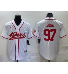 Men San Francisco 49ers 97 Nick Bosa White Red Cool Base Stitched Baseball Jersey
