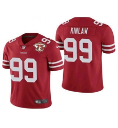 Men San Francisco 49ers 99 Javon Kinlaw Red 75th Anniversary Patch 2021 Vapor Untouchable Stitched Nike Limited Jersey
