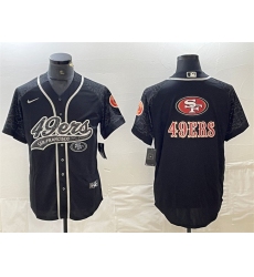 Men San Francisco 49ers Black Reflective Team Big Logo With Patch Cool Base Stitched Baseball Jersey