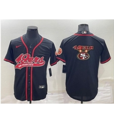 Men San Francisco 49ers Black Team Big Logo With Patch Cool Base Stitched Baseball Jersey