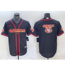 Men San Francisco 49ers Black Team Big Logo With Patch Cool Base Stitched Baseball Jerseys