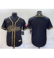 Men San Francisco 49ers Blank Black Gold With Patch Cool Base Stitched Baseball Jersey