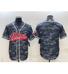 Men San Francisco 49ers Blank Grey Camo With Patch Cool Base Stitched Baseball Jersey
