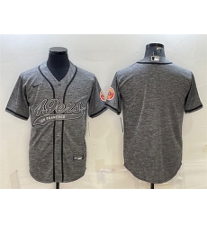Men San Francisco 49ers Blank Grey With Patch Cool Base Stitched Baseball Jersey