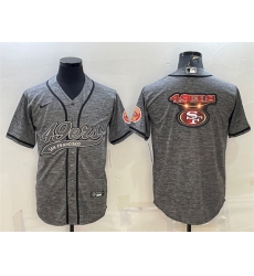 Men San Francisco 49ers Grey Team Big Logo With Patch Cool Base Stitched Baseball Jersey