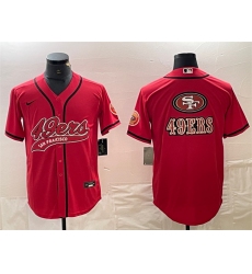 Men San Francisco 49ers Red Team Big Logo With Patch Cool Base Stitched Baseball Jerseys