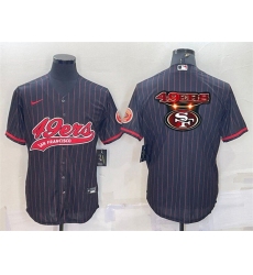 Men San Francisco 49ers Team Big Logo Black With Patch Cool Base Stitched Baseball Jersey 
