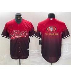 Men San Francisco 49ers Team Big Logo Red Black With Patch Cool Base Stitched Baseball Jersey 1