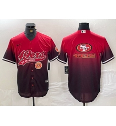 Men San Francisco 49ers Team Big Logo Red Black With Patch Cool Base Stitched Baseball Jersey 5