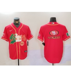 Men San Francisco 49ers Team Big Logo Red With Patch Cool Base Stitched Baseball Jersey 8