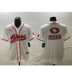 Men San Francisco 49ers White Team Big Logo With Patch Cool Base Stitched Baseball Jersey