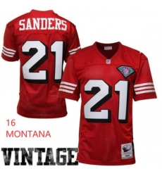 Men Sanfrancisco 49ers 16 Montana Red Throwback Jersey