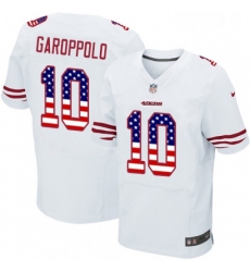 Mens Nike San Francisco 49ers 10 Jimmy Garoppolo Elite White Road USA Flag Fashion NFL Jersey