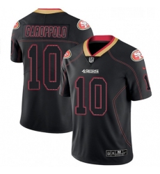 Mens Nike San Francisco 49ers 10 Jimmy Garoppolo Limited Lights Out Black Rush NFL Jersey