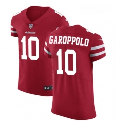 Mens Nike San Francisco 49ers 10 Jimmy Garoppolo Red Team Color Vapor Untouchable Elite Player NFL Jersey