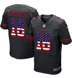 Mens Nike San Francisco 49ers 16 Joe Montana Elite Black Alternate USA Flag Fashion NFL Jersey