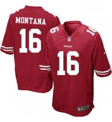 Mens Nike San Francisco 49ers 16 Joe Montana Game Red Team Color NFL Jersey