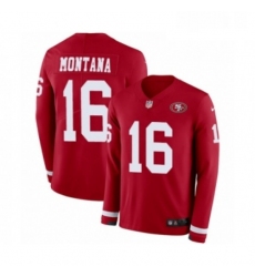 Mens Nike San Francisco 49ers 16 Joe Montana Limited Red Therma Long Sleeve NFL Jersey