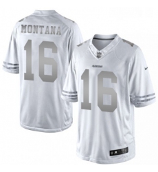 Mens Nike San Francisco 49ers 16 Joe Montana Limited White Platinum NFL Jersey