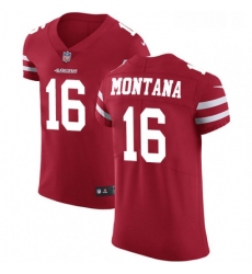 Mens Nike San Francisco 49ers 16 Joe Montana Red Team Color Vapor Untouchable Elite Player NFL Jersey