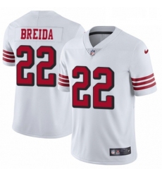 Mens Nike San Francisco 49ers 22 Matt Breida Limited White Rush Vapor Untouchable NFL Jersey