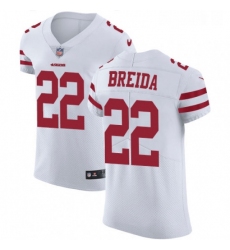 Mens Nike San Francisco 49ers 22 Matt Breida White Vapor Untouchable Elite Player NFL Jersey