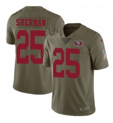 Mens Nike San Francisco 49ers 25 Richard Sherman Limited Olive 2017 Salute to Service NFL Jersey